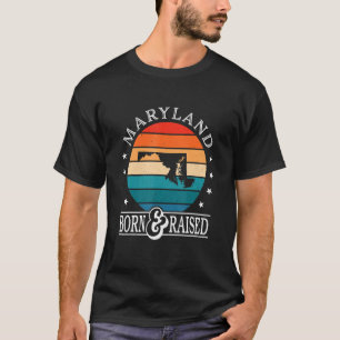 T-shirt Maryland Usa Né et élevé Retro Us State Pride