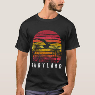T-shirt Maryland Vintage Beach Rétro Coucher de soleil 80