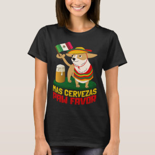 T-shirt Mas Cervezas Por Favoriser Chien Bière Cervezas Pa