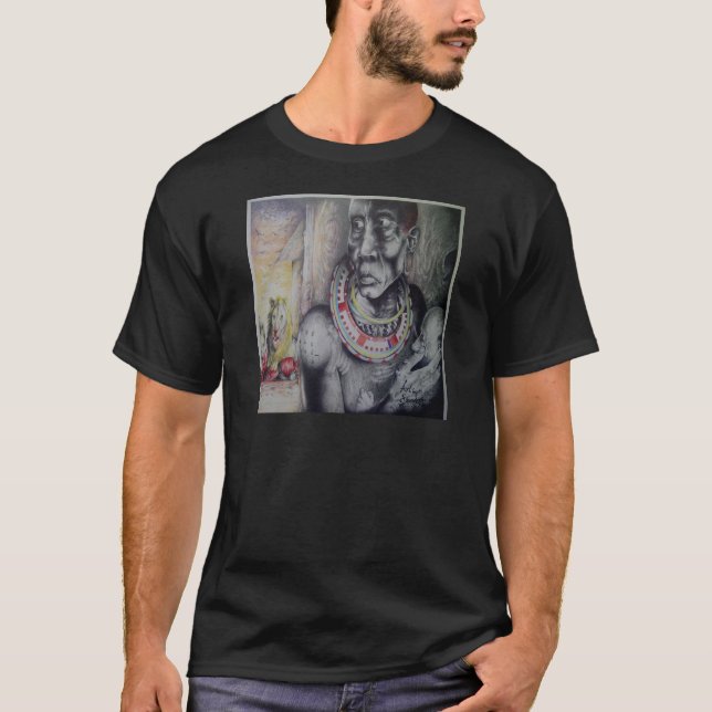 T-shirt Masai mère et enfant avec Lion Art Imprimer/Graphi (Devant)