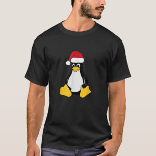 T-shirt Mascot Linux Tux le Penguin Santa Hat Geek Nerd C