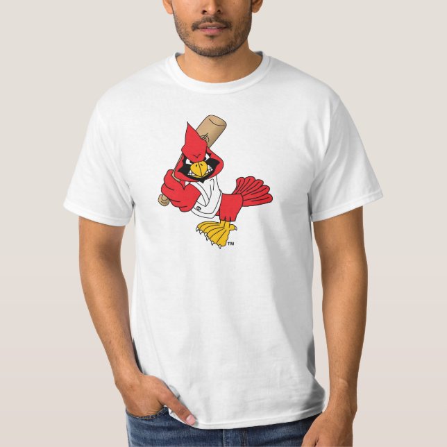 T-shirt Mascotte cardinale jouant au base-ball (Devant)