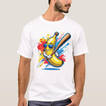 Mascotte de banane drôle qui se balance au basebal