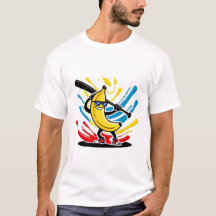 Mascotte de banane drôle qui se balance au basebal
