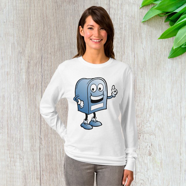 T-shirt Mascotte de boîte aux lettres joyeux bleu caractèr (Créateur téléchargé)