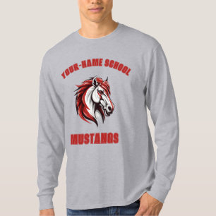 T-shirt Mascotte de cheval Mustang Stallion CUSTOM   Rouge