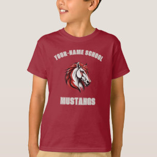 T-shirt Mascotte de cheval Mustang Stallion CUSTOM   Rouge