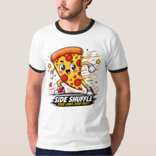 T-shirt Mascotte de dessin animé de pizza drôle pour entra