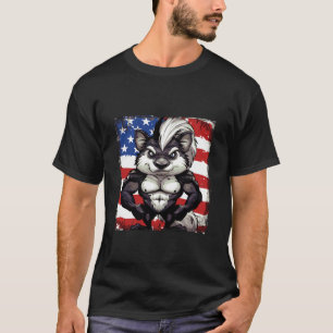 T-shirt Mascotte de mouffette américaine drapeau USA