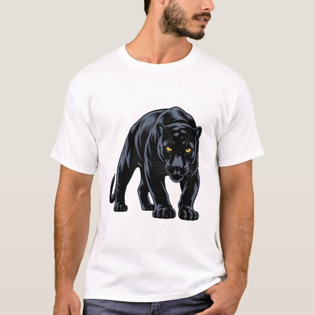 T-shirt Mascotte de panthère noire en chasse (Devant)
