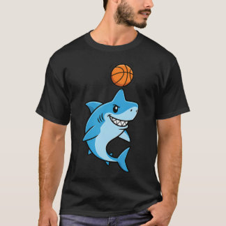 T-shirt Mascotte de requin de basket-ball cool pour et
