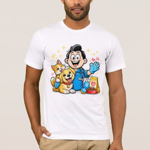 T-shirt Mascotte de soins pour animaux de compagnie heureu