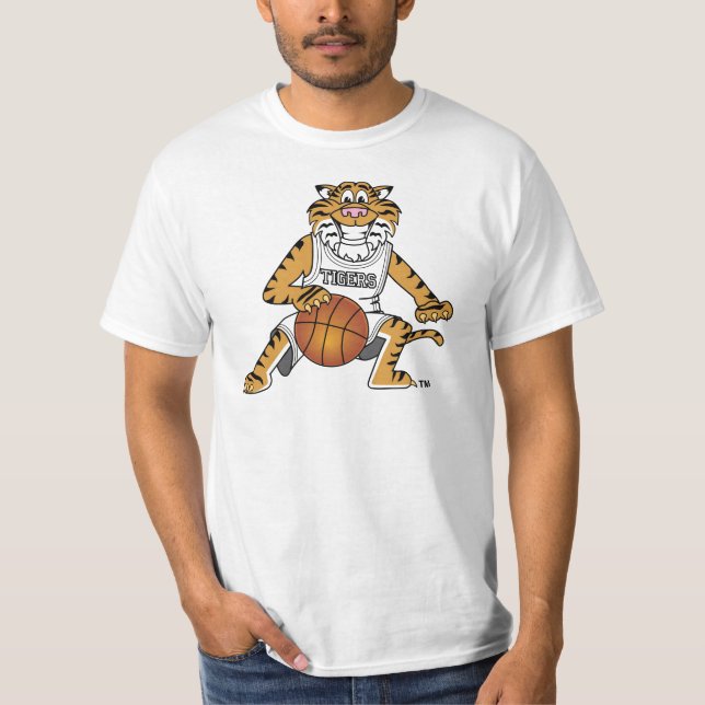 T-shirt Mascotte de tigre jouant au basket-ball (Devant)
