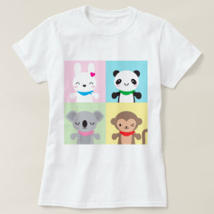 T-shirt Mascottes d'animaux Super Cute Kawaii