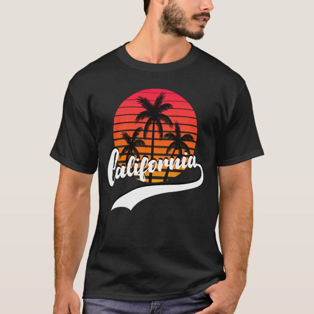 T-Shirt masculin de Sunset Summer Retro en Califor (Devant)