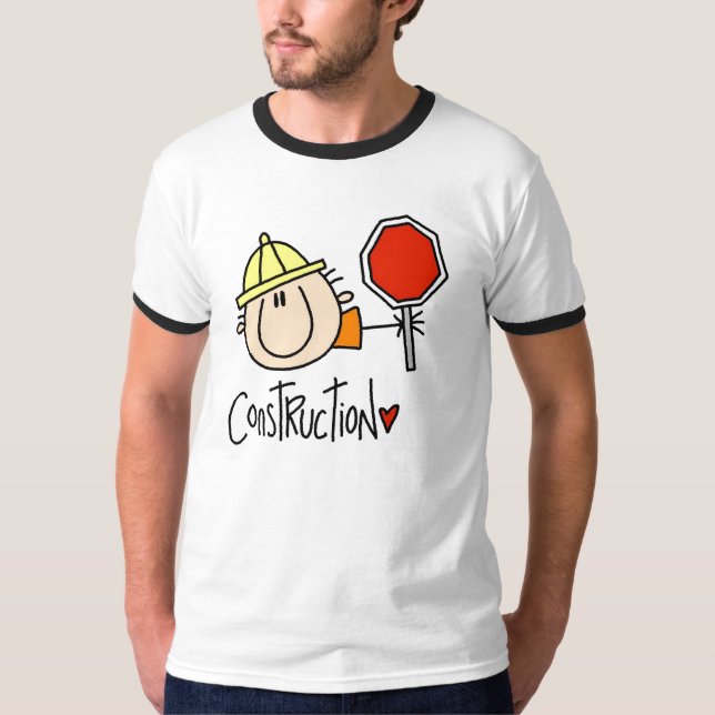 T-shirt masculin de travailleur de la construction (Devant)
