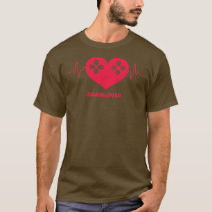 T-shirt masculin gamer heartbeat jeux vidéo gamer garçons