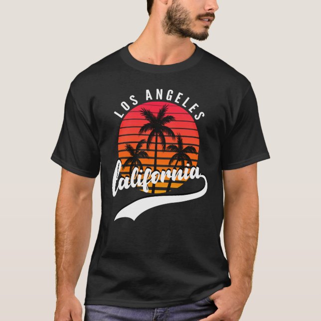 T-Shirt masculin Retro Sunset de Los Angeles, Cali (Devant)
