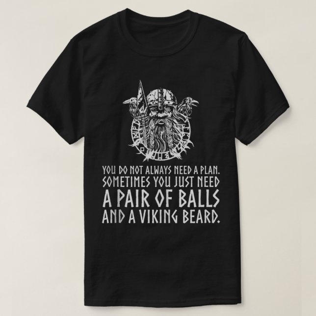 T-shirt Masculine De La Barbe Et Des Ballons Viking Dieu O (Design devant)