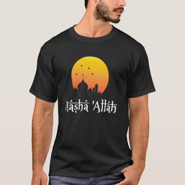 T-shirt Masha Allah Croissant Lune Mosquée Conception Isla (Devant)
