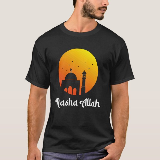 T-shirt Masha Allah Mosquée du coucher du soleil Dévotion  (Devant)