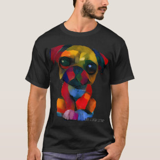 T-shirt Mashup de chien Pug abstrait - Pièce d'art origina