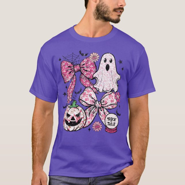 T-shirt Mashup d'Halloween rose (Devant)