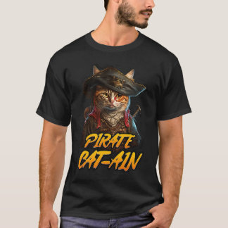 T-shirt Mashup Pirate Chat Cat Ain Capitaine Chats