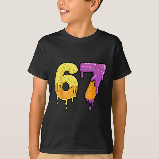T-shirt Mason 67 Ice Cream Drip Meme Six Seven Funny  (Devant)
