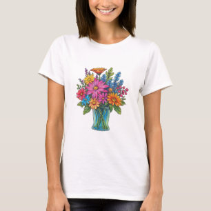 T-shirt Mason Jar avec beau Fleur sauvage d'aquarelle
