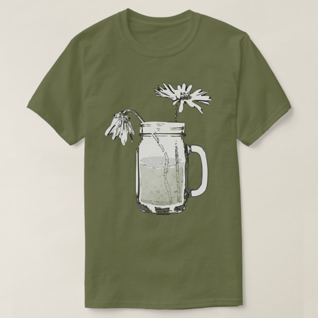 T-shirt mason jar daisies (Design devant)