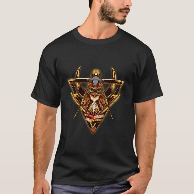 T-shirt Masonic Mason Carré Compass Owl Livres Tee (Devant)