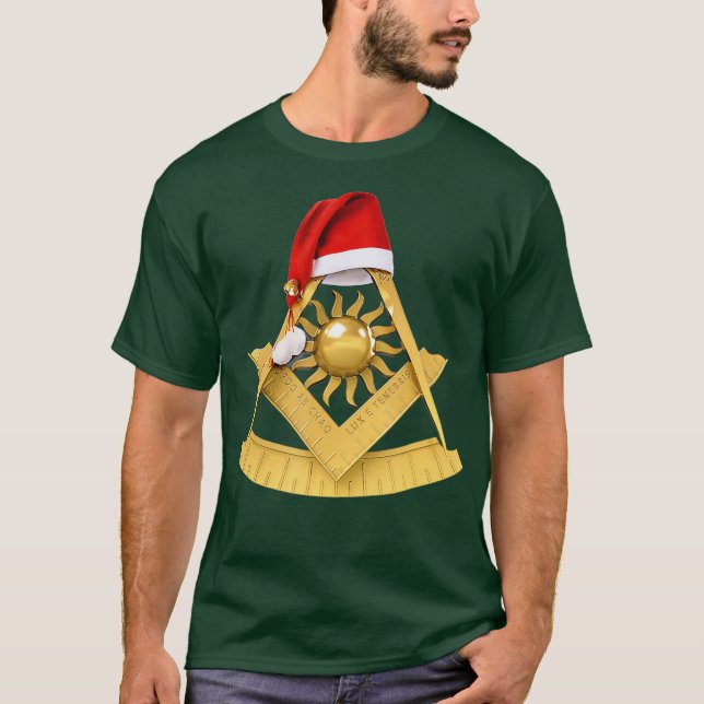 T-shirt Masonic Noël Cadeau Santas Casquette Freemason pas (Devant)