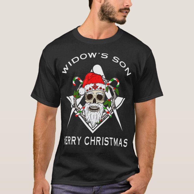 T-shirt Masonic Widows Son Mason Joyeux Noël Et Nouveau (Devant)