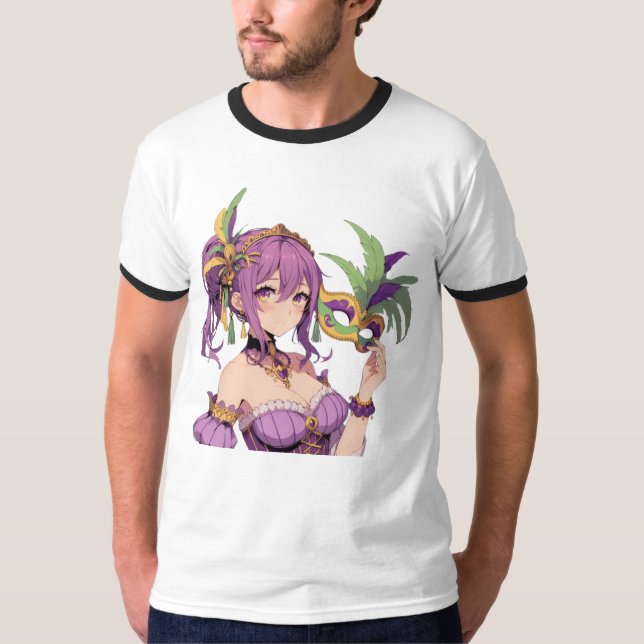 T-shirt Masque Anime Mardi Gras (Devant)