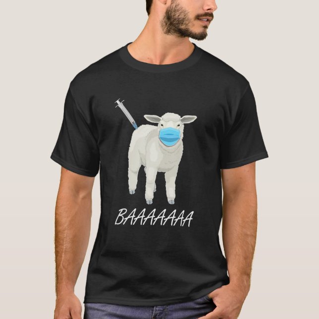 T-shirt Masque Anti Vaccin Mousse Ou Mouton (Devant)