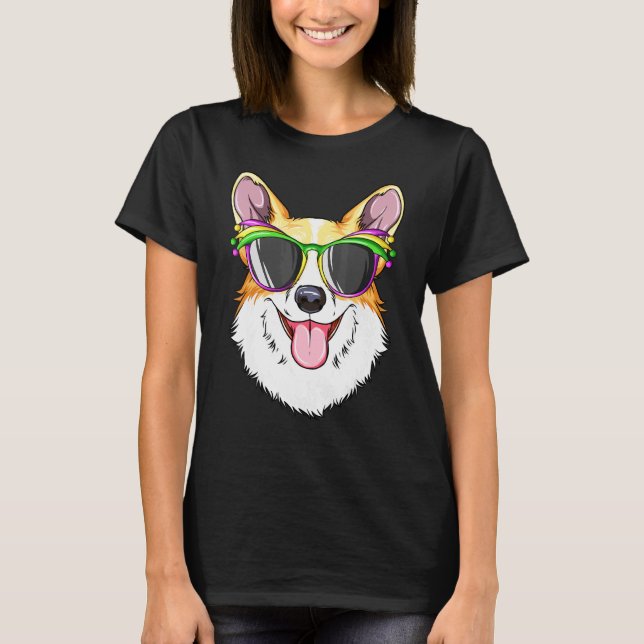 T-shirt Masque de Carnaval Mardi Gras Corgi Corgi (Devant)