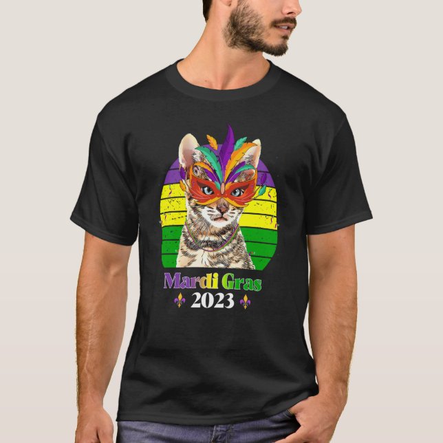 T-shirt Masque de chat de fête Perles Mardi Gras 2023  7 (Devant)