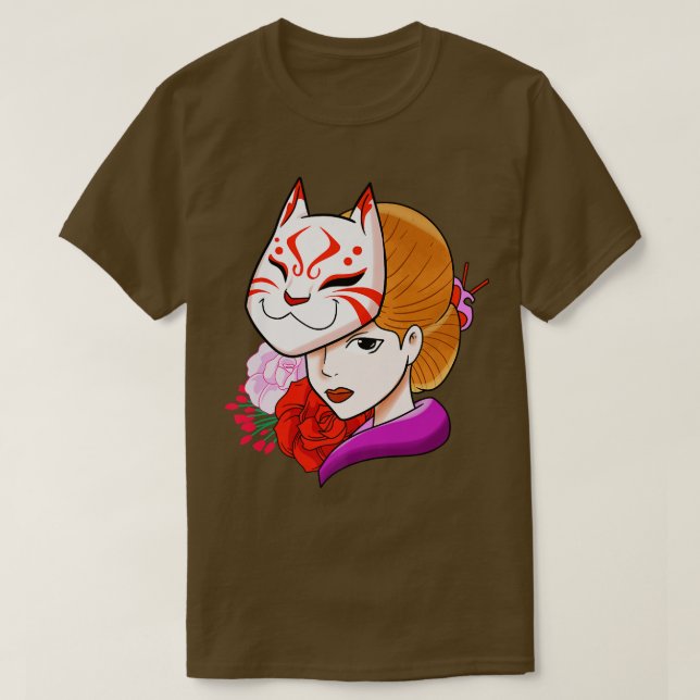 T-shirt Masque de chat japonais femmes (2) (Design devant)