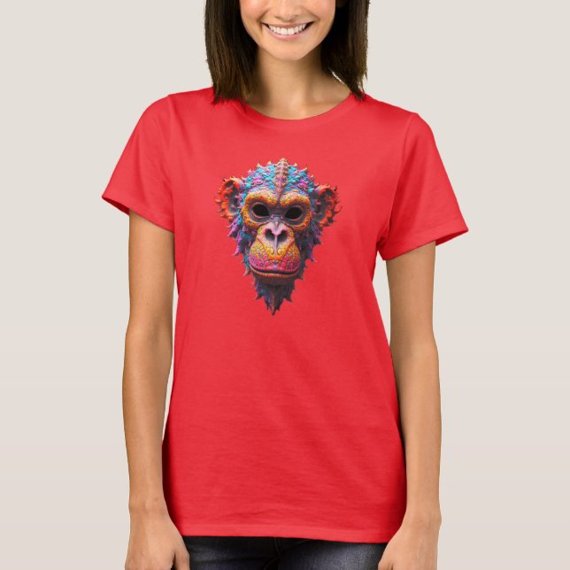 T-shirt Masque de chimpanzé orné (Devant)