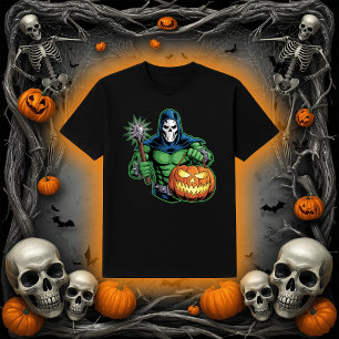 T-shirt Masque de crâne de méchant à capuchon Fléau Hallow