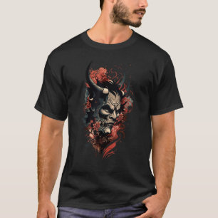 T-shirt Masque de démon de tatouage japonais traditionnel,