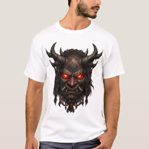 T-shirt Masque de démon Oni sombre Art fantastique d'horre