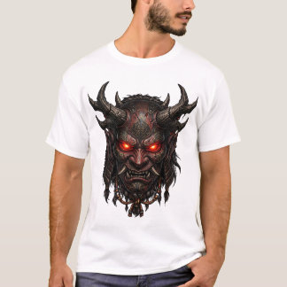 T-shirt Masque de démon Oni sombre Art fantastique d'horre