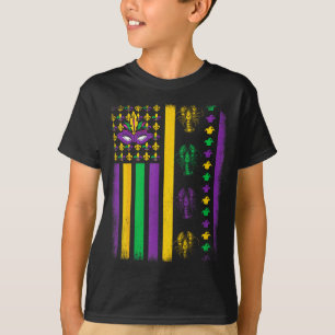 T-shirt Masque de écrevisses de drapeau de Mardi Gras Usa