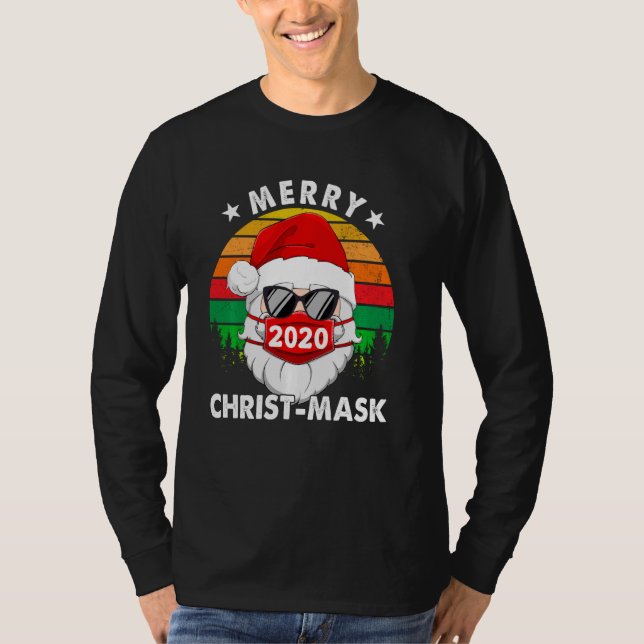 T-shirt Masque de Joyeux Christ 2020 Père Noël Masque de v (Devant)