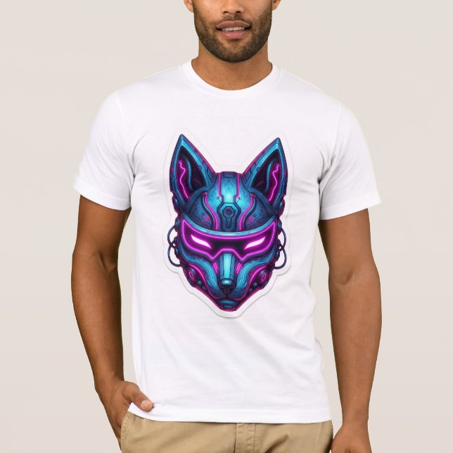 T-shirt Masque de Kitsune Cyberpunk (Devant)