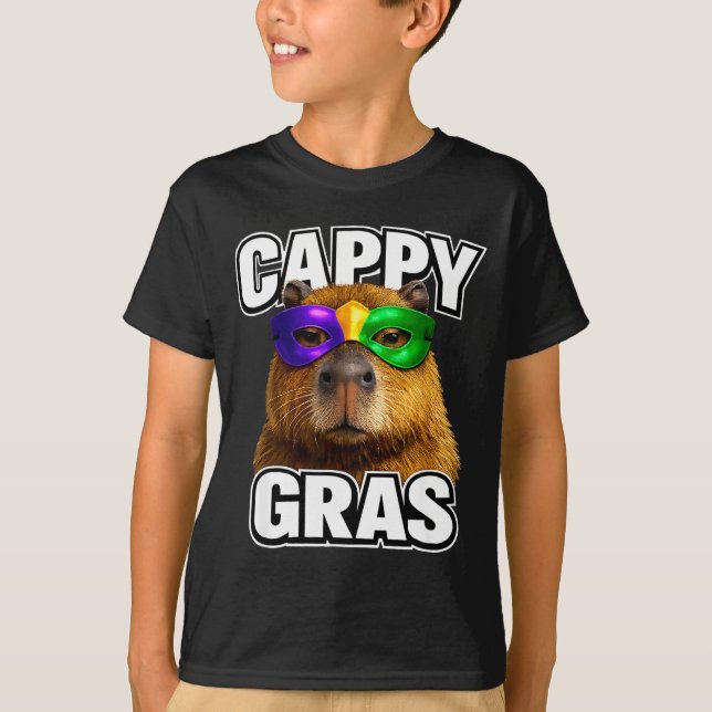 T-shirt Masque de mardi gras drôle capybara mème  (Devant)