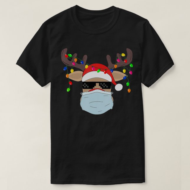 T-shirt Masque de Noël mignon Roudolph masque de rennes po (Design devant)