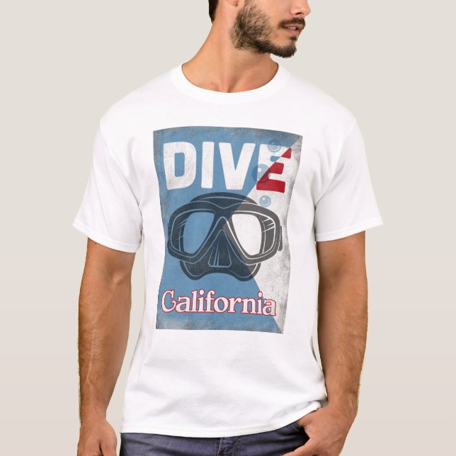 T-shirt Masque de plongée Vintage Californie (Devant)